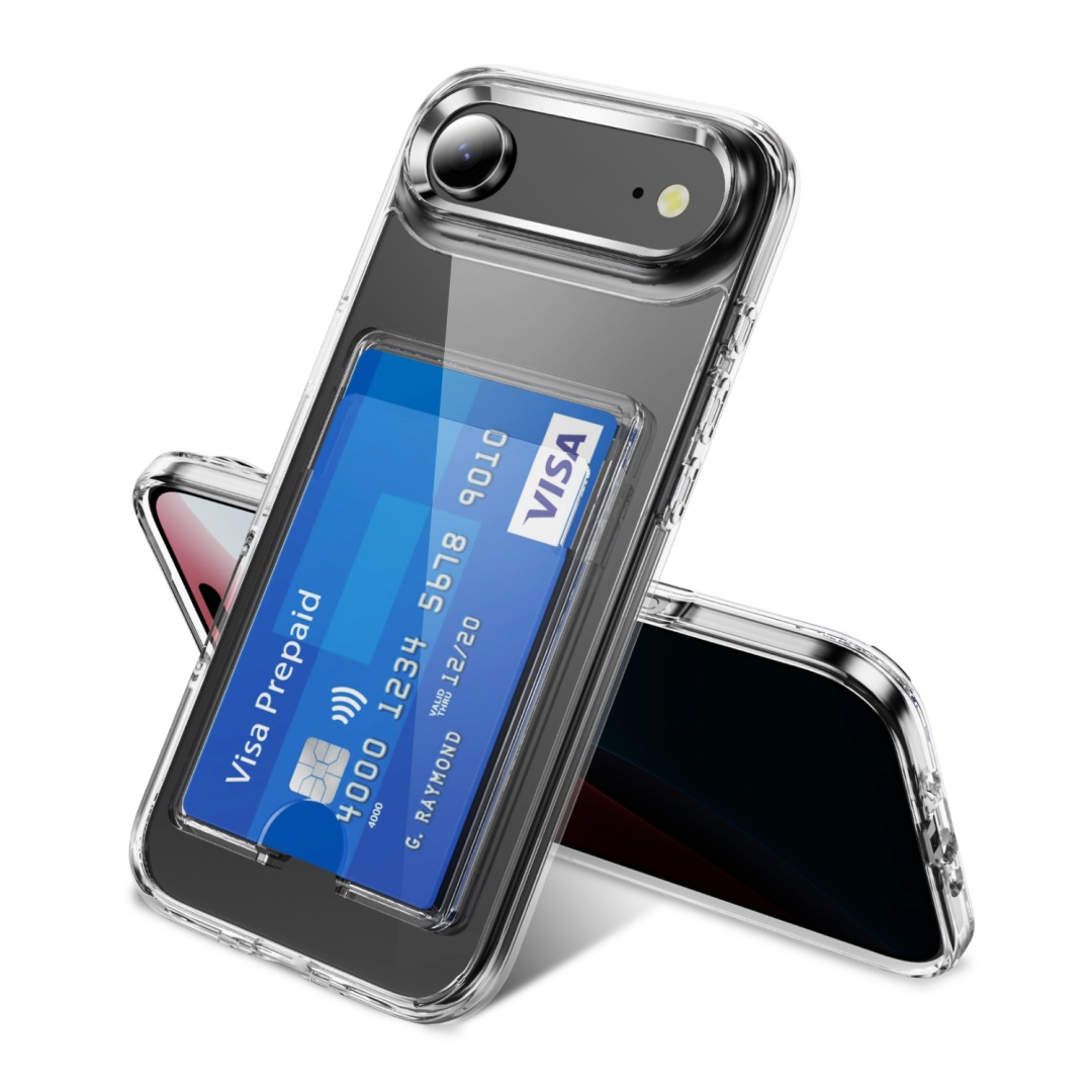 Clear Shockproof Bumper Case - Luxury Clear Card Slot Holderกระเป๋าสตางค์สําหรับiPhone 17