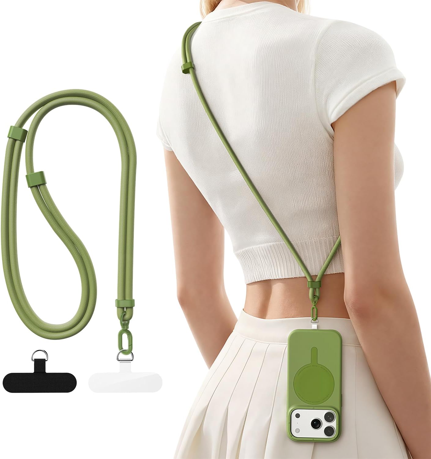 Crossbody Lanyard Neck Strap Case - สายคล้องโทรศัพท์แบบไขว้ลำตัว พร้อมแท็บ TPU 2 ชิ้น สายคล้องโทรศัพท์ปรับระดับได้