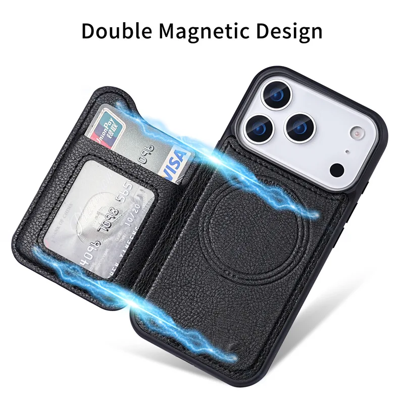 เคสโทรศัพท์หนังแม่เหล็ก Magsaf - Leather Wallet Card Holder Phone Cover บทวิจารณ์และราคา