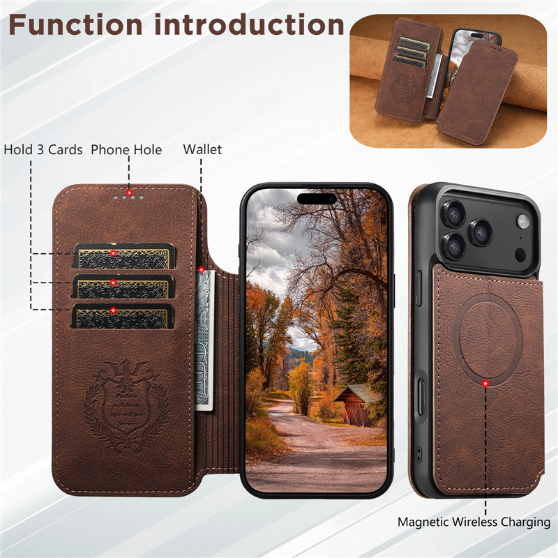 เคสโทรศัพท์แบบกระเป๋าหนังย้อนย - Leather Wallet Card Holder Phone Cover บทวิจารณ์และราคา
